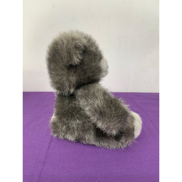 Gina 8 Inch Gray Frosted Teddy Bear Brown Plastic Eyes Leather Nose Gray Detail - Picture 5 of 11